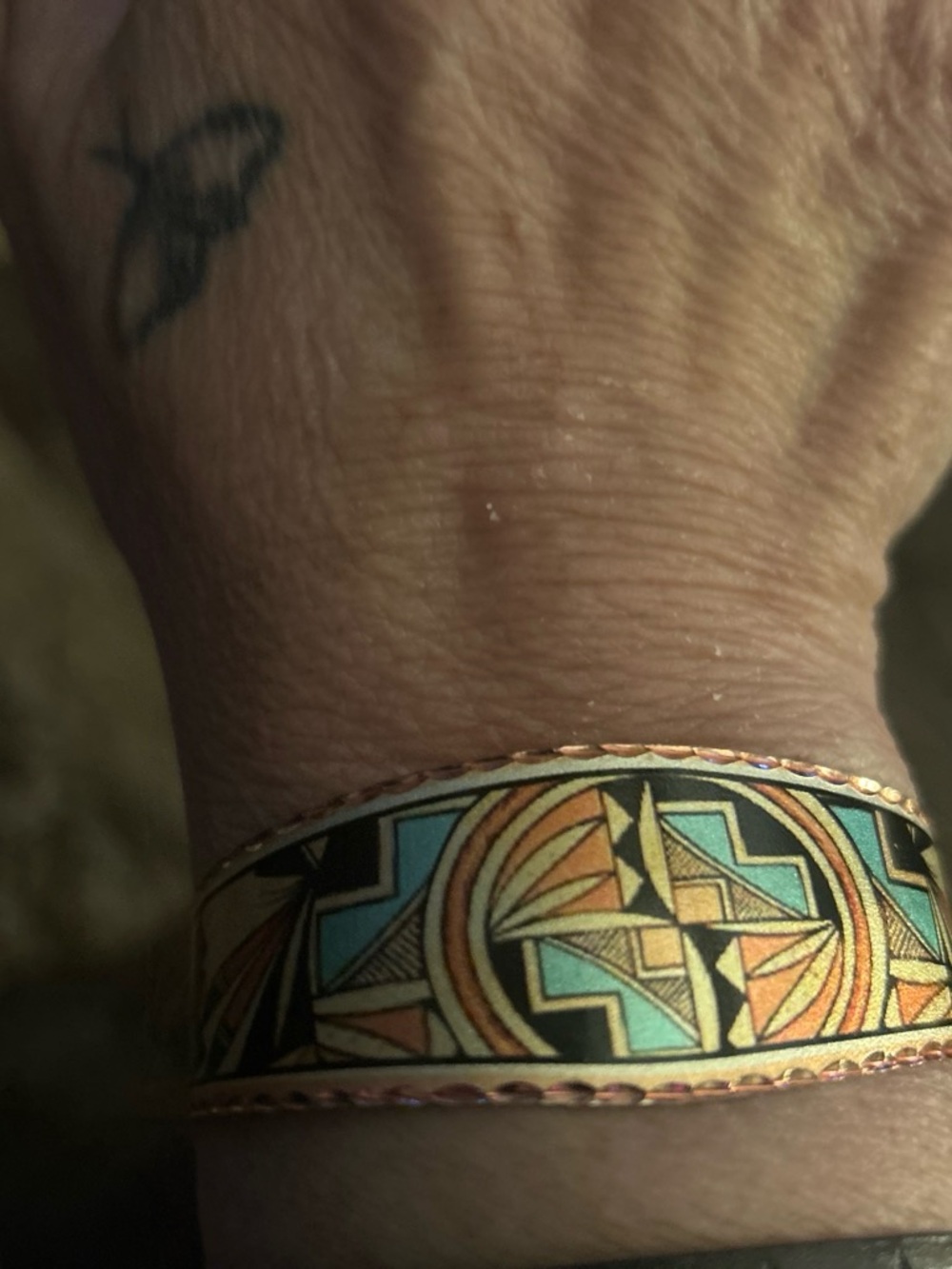 Copper Reflections Southwest Native Sienna & Turquoise Cuff Bracelet